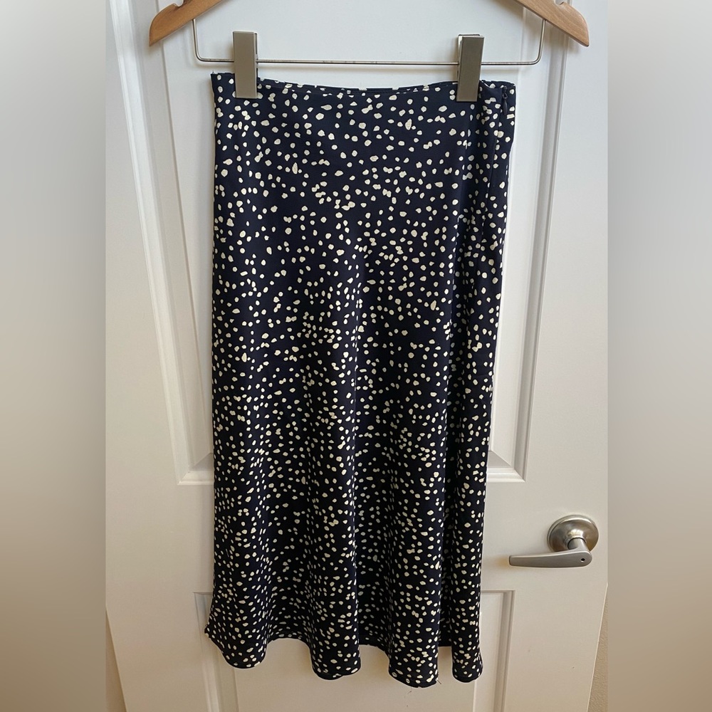 Azalea Blue Polka Dot Midi Skirt (high waisted)